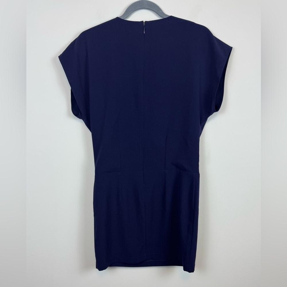 Halston Heritage Cap Sleeve Crepe Dress in Navy Blue - Picture 8 of 8